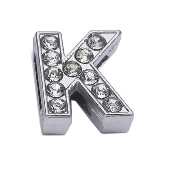 Rhinestone Letter Beads Alloy A To Z Charms Slide Letter Charms Small Spacer Beads for DIY Jewelry Making Keychain Cell Phone Chain Bracelet Craft