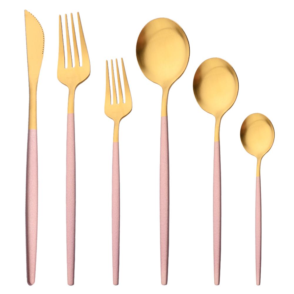 6Pcs Black Matte Flatware Cutlery Set Stainless Steel Dinnerware Set Dessert Fork Spoon Silverware Set Kitchen Party Tableware