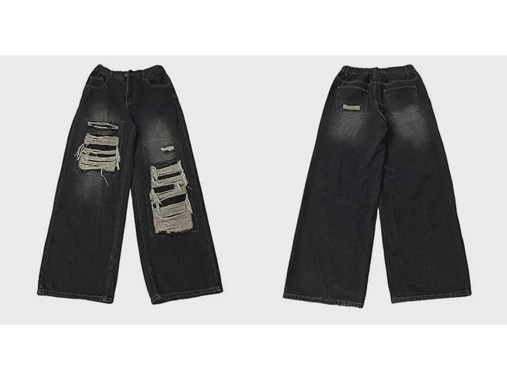 2025 Trendige Herren Loose Straight Jeans: Streetstyle-Patchwork-Design