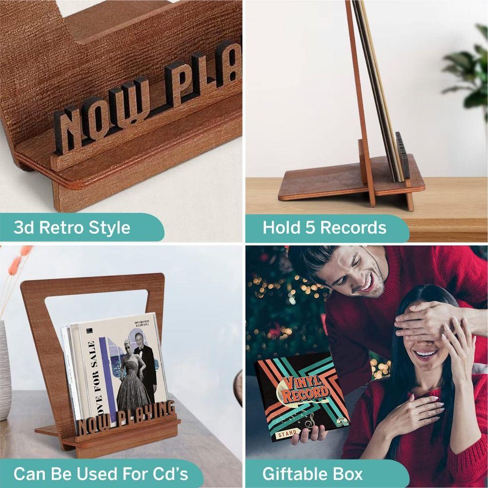 Handmade Wooden CD Rack Removable Desktop Display Stand Retro Vinyl Record Stand  TV Cabinet