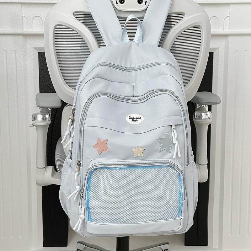 Korean version ins bar pain bag contrasting color schoolbag middle school student backpack large capacity college style transparent schoolbag