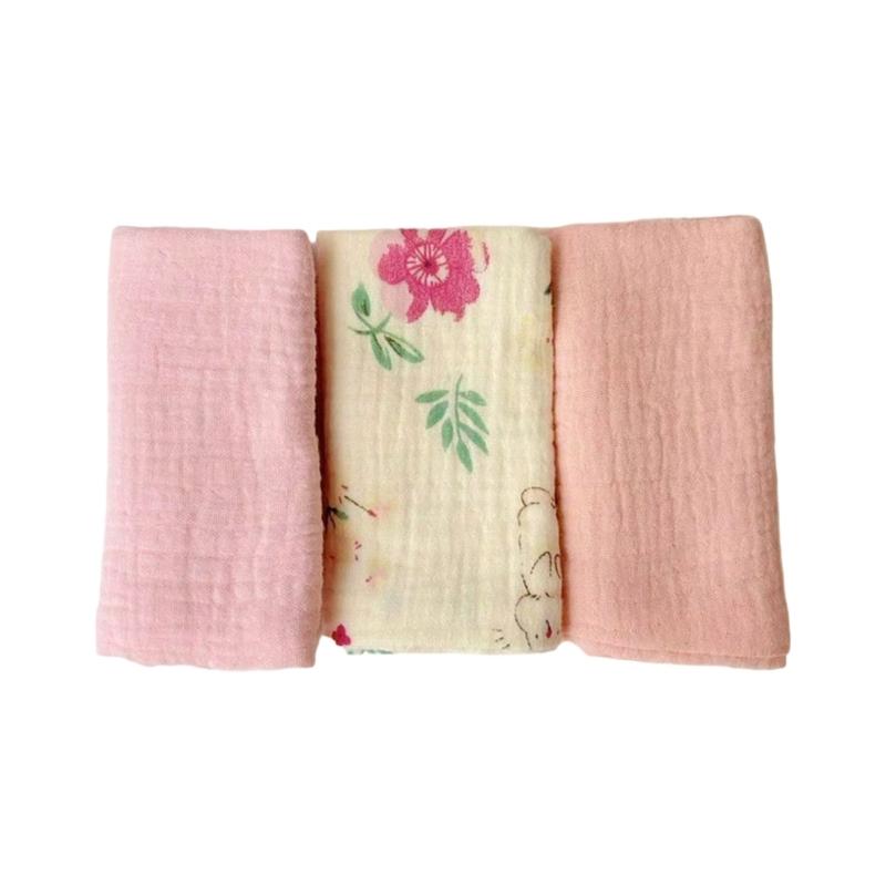 Thick 4 Layer Face Towel Soft Absorbent Baby Square Towel Comfortable Washcloths for Newborns 3pcs Set 25x25cm