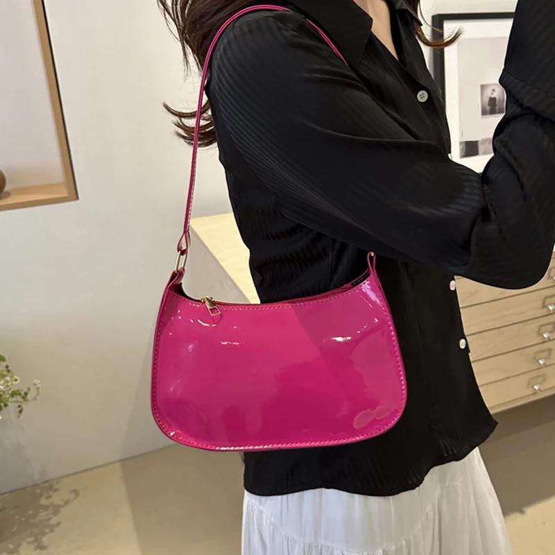 Retro Solid Color PU Leather Shoulder Bag Fashi Women's Handbags Casual Designer Hobos Underarm Bag, Suitable for Daily Use