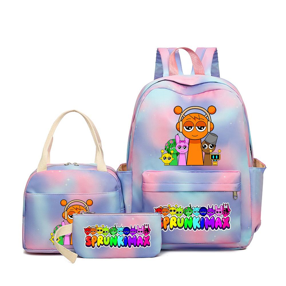 Popular Sprunki Rhythm Box Cartoon Elementary School Bag Children's Backpack Backpack Three-piece Set