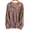 Autumn New V-neck Long-sleeved Knitted Sweater for Women Large-sized Loose Long-sleeved Sweater