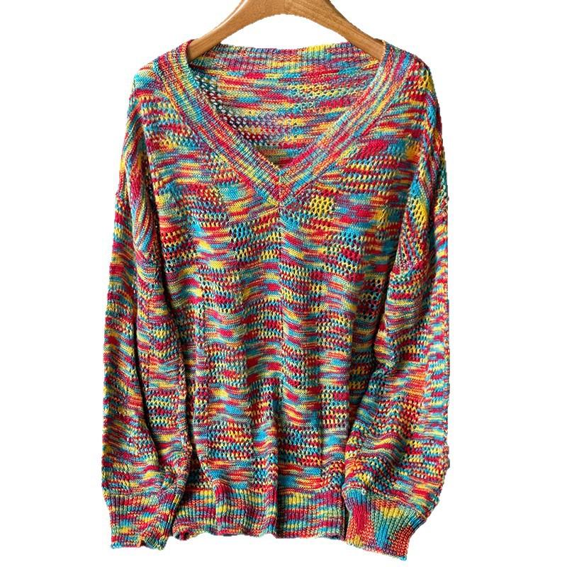 

Осенний новый трикотажный свитер с V-образным вырезом и длинными рукавами для женщин большого размера свободный свитер с длинными рукавами XXXL красный