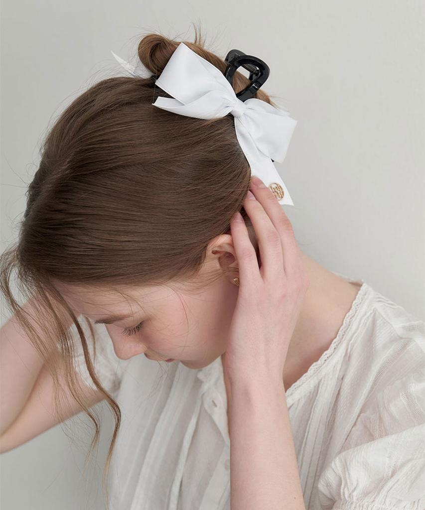 Halden Flat Ribbon Hair Claw Clip (H041_White)
