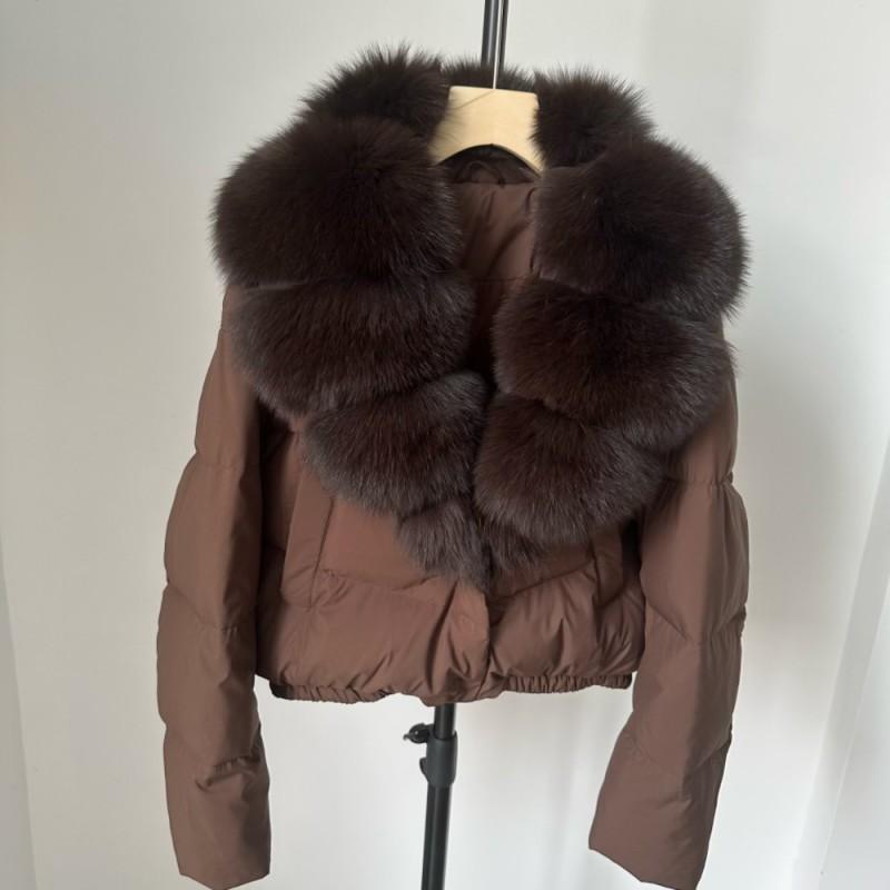 Womens Short Warm Puffer Coat With Real Fox Fur Collar Lightweight Down Jacket Winter Urban Commute