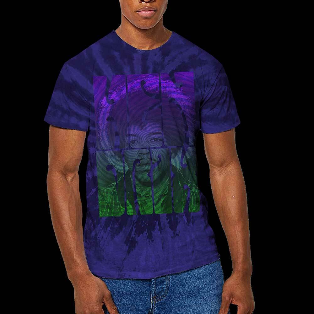 Jimi Hendrix Swirly Text Blue Dip Dye Official Merchandise T-Shirt MLXL XL