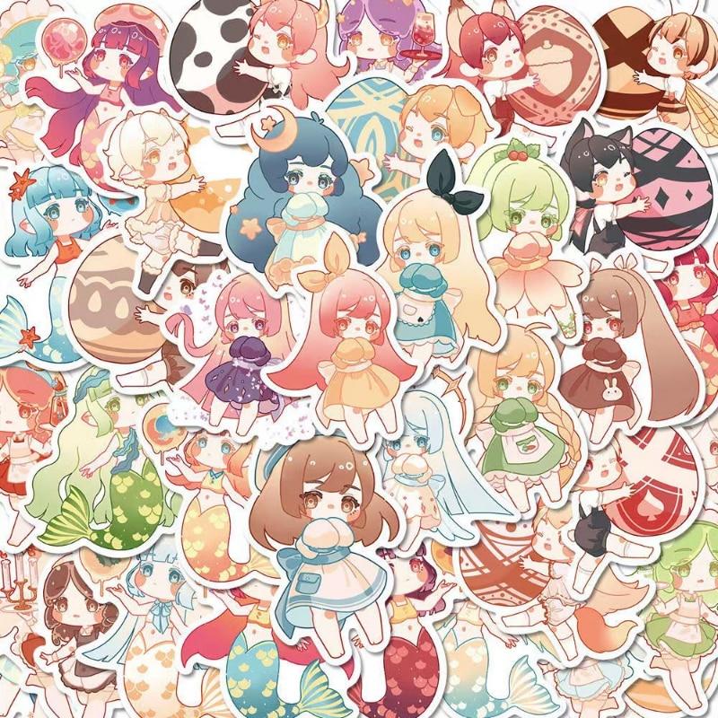 Kawaii Cat-klistremerke Søt jente-klistremerke Kawaii tegneserie prinsesse-pike-klistremerke Nydelig klistremerke for DIY dekorative utklippsbokflaske bagasje