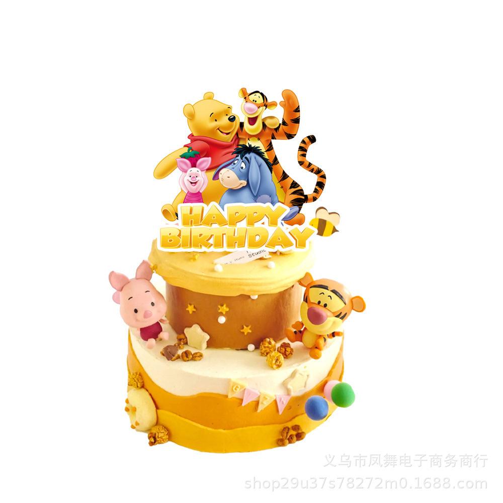 Winnie The Pooh Cartoon Anime Party Paper Plate Party Paper Cup Paper Plate Knife Fork Spoon Tablecloth Banner Birthday Ornament