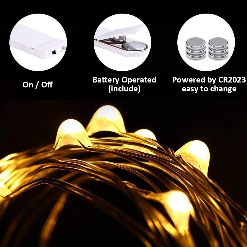 LED Fairy Lights, Battery Operated String Lights LED Ultra Thin Copper Wire Mini Fairy Lights for DIY Home, Vase, Party Decor
