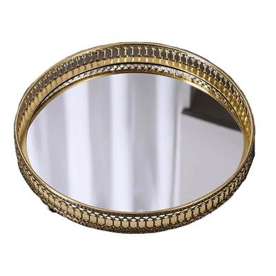 Beautiful Light Luxury Mirror Metal Tray Christmas Coffee Table Decorative Piece Special Occasions Dressing Table
