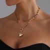 Vintage Inspired Necklace Adjustable Multi Section Heart Charm Collarbone Chain Romantic Jewelry Gift for Women
