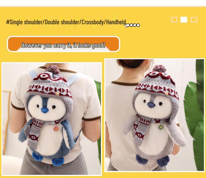Japanese Style Harbin Penguin Plush with Scarf & Hat - Adorable Cultural Gift