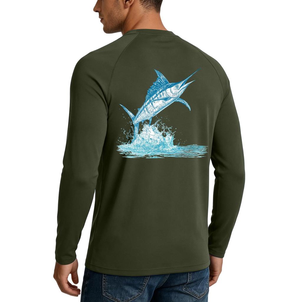 Men's Long Sleeve UPF50+ Sun Protection Shirt Stretch Lightweight Outdoor Sports Fishing Running Top