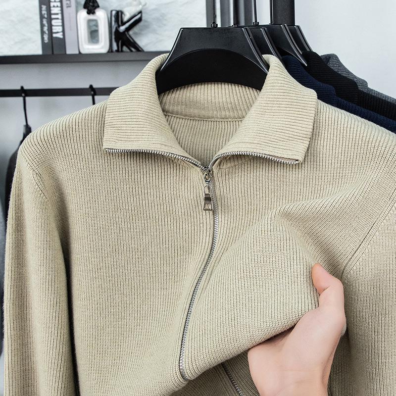 

2025 Autumn/Winter Men s Thick Wool Knit Cardigan Business Casual Jacket for Middle-Aged Dads XXXL верблюд
