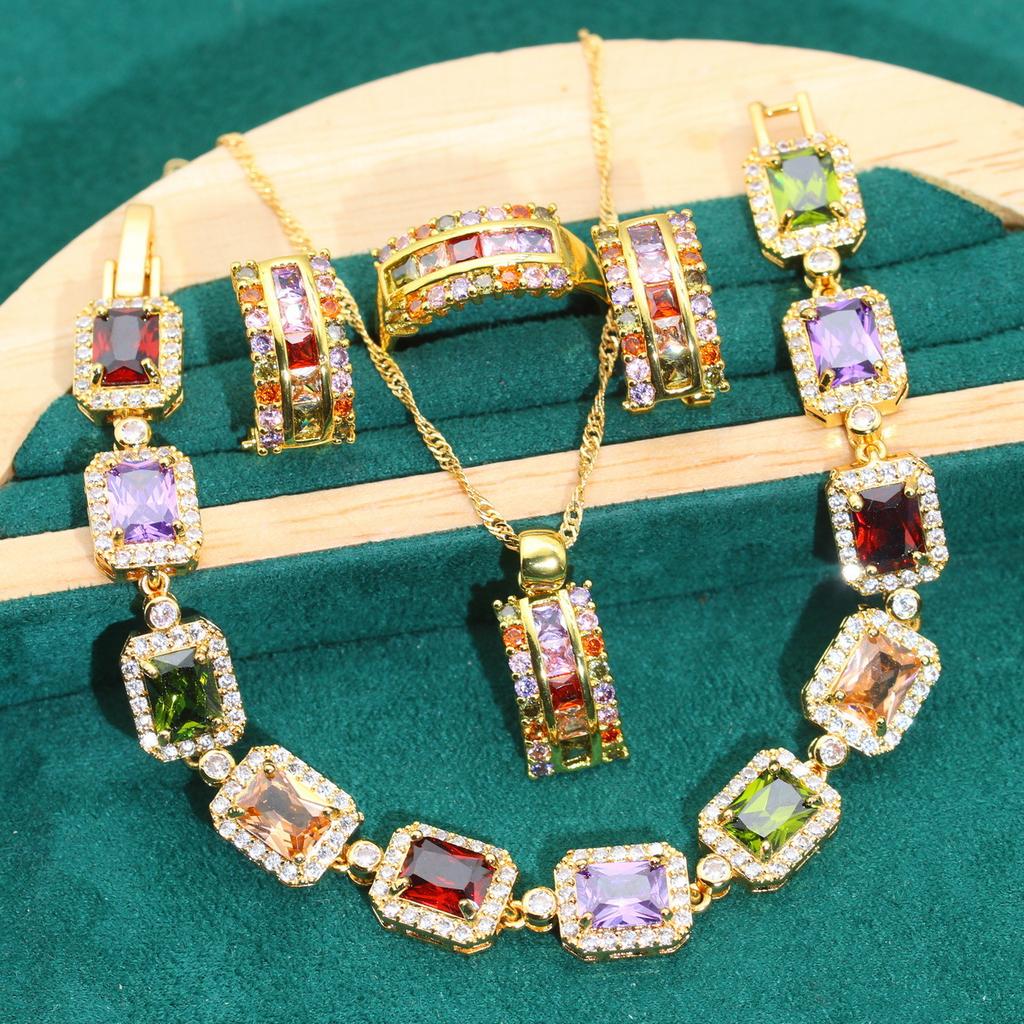 Hot Jewelry Set Fashion Necklace Earrings Bracelet Ring