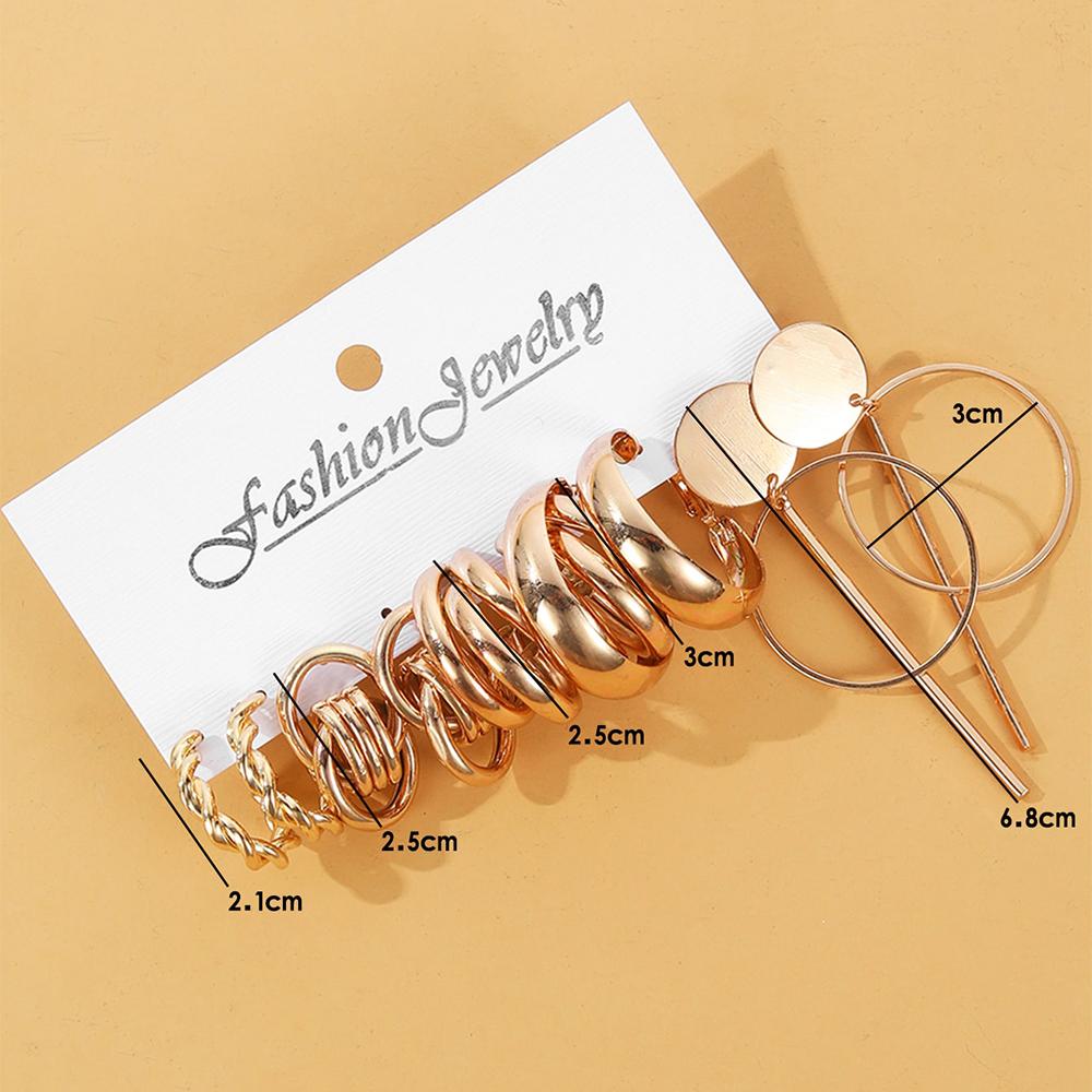 10 Piece Set European American Metal Earrings Round Ring Earrings Exquisite Temperament Earrings Fashionable Earring Set