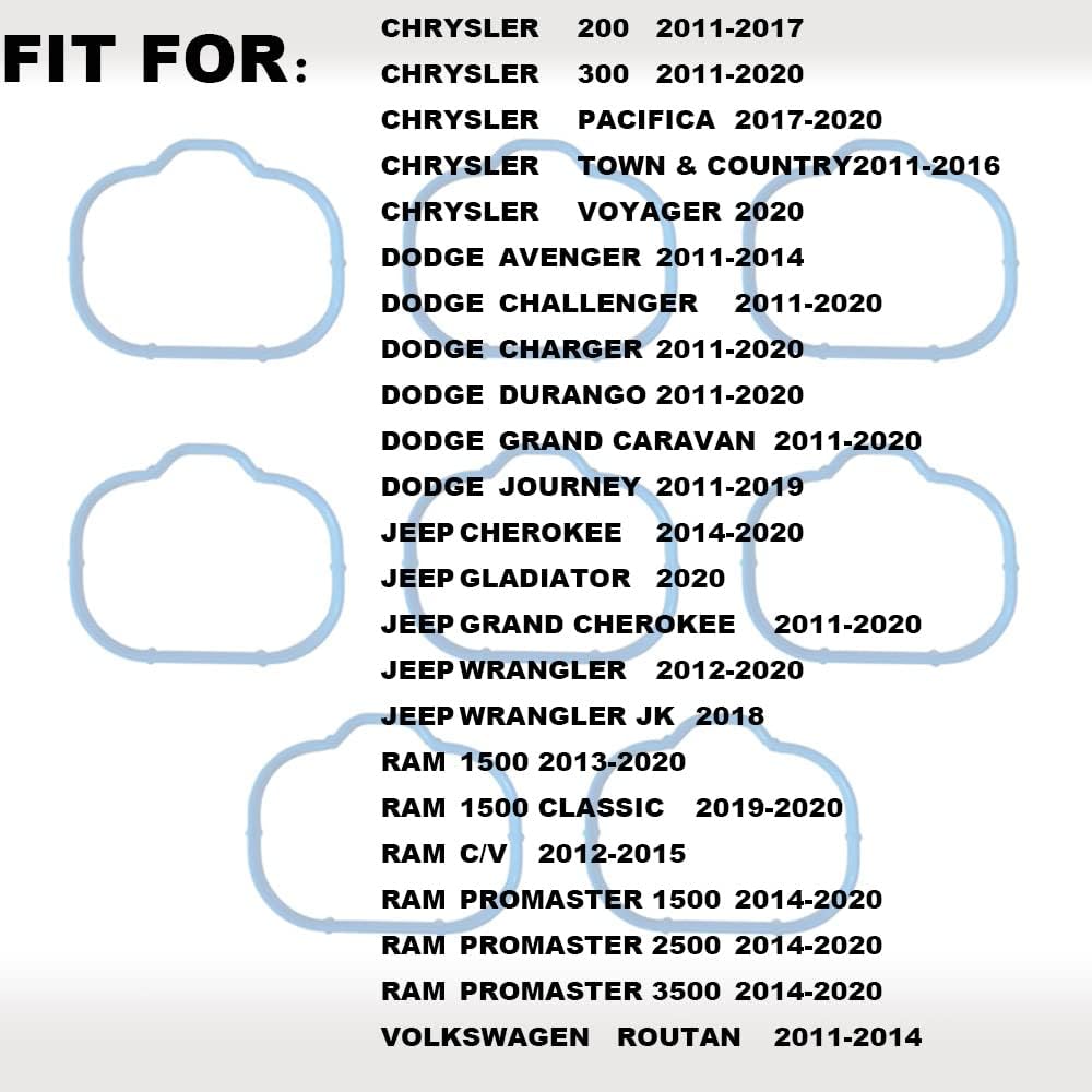 Intake Manifold Upper and Lower Gasket Set Fits for Chrysler 200 300 Town and Country 2011-2016 Dodge Avenger Challenger Charger Durango Jeep Grand