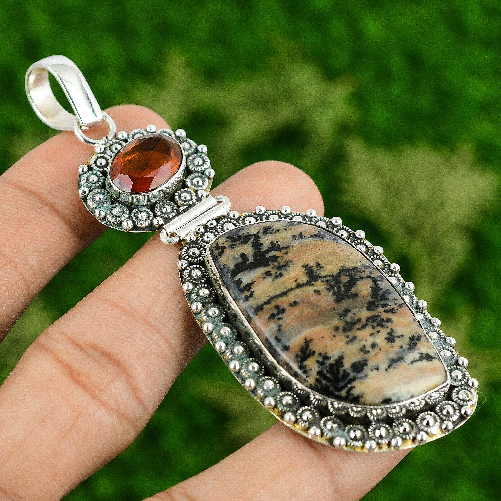 

Daughters Day Deal Sterling Silver Honey Dendrite Opal Stone Citrine New Pendant
