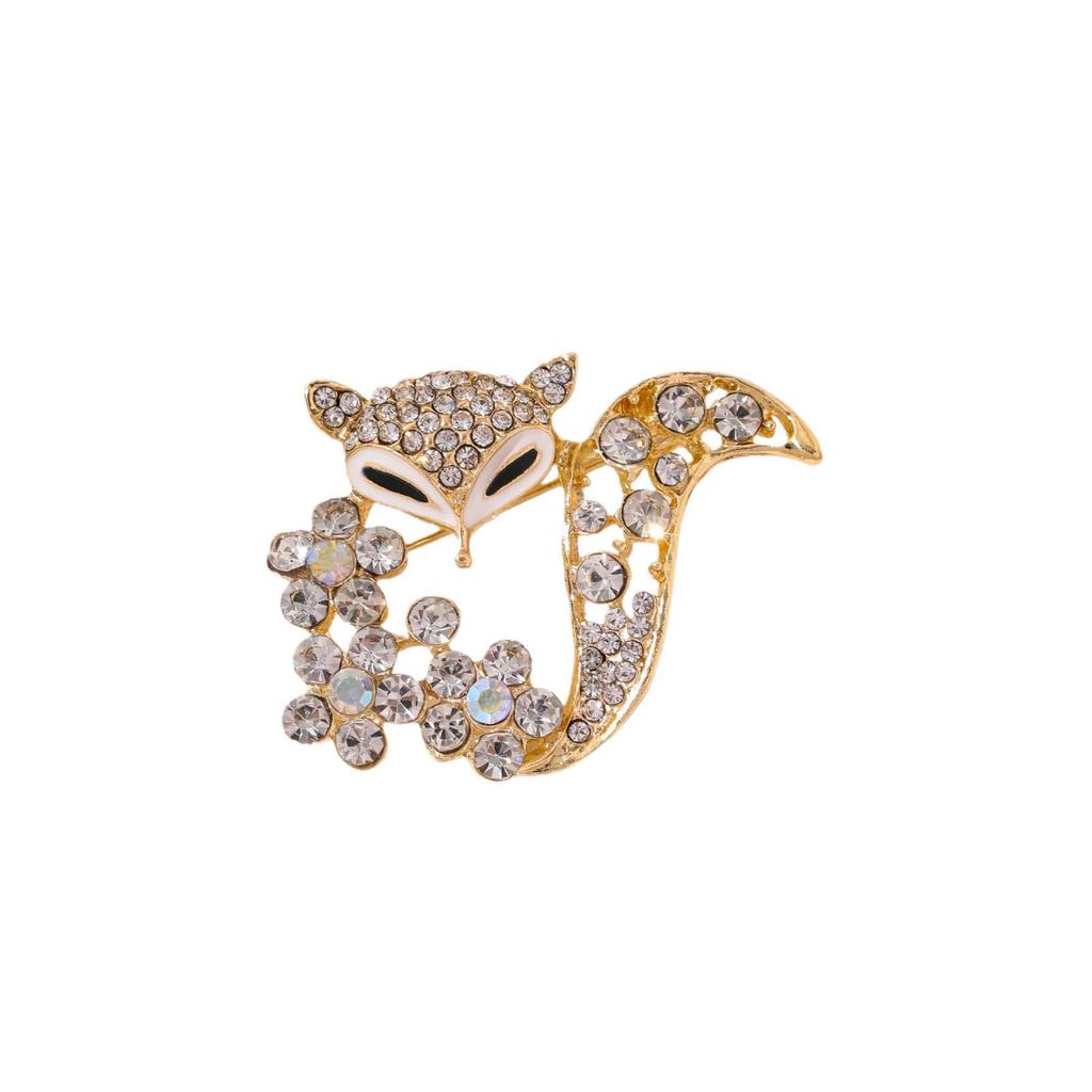 Elegant Little Fox Rhinestone Brooch – Stylish Alloy Pin for Clothing Accessories