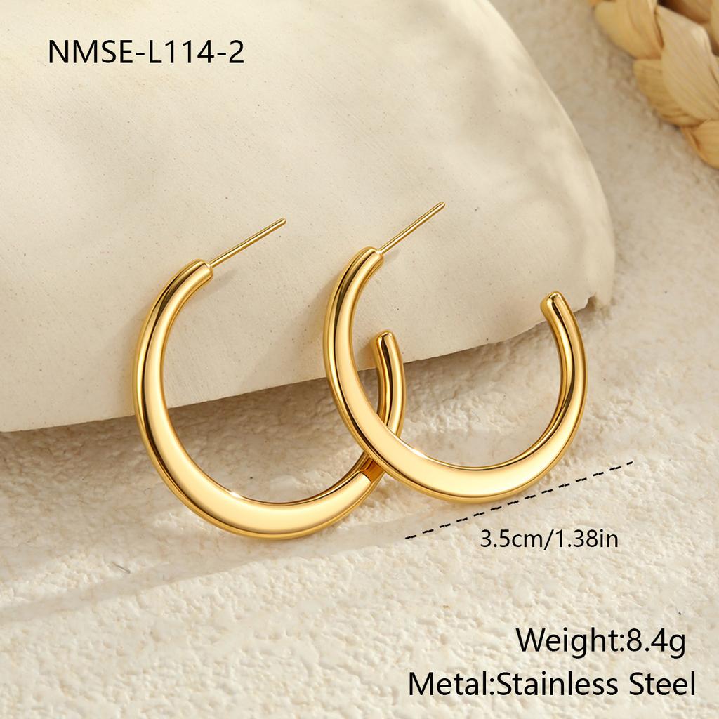 GEMCHIC Women's Classic Ins Large Hoop Earrings Stainless Steel 18K Gold Plated Polished Fashion Accessories