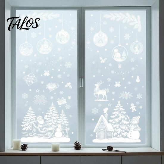 Removable Static Clings for Windows 9 Sheets Christmas Window Stickers, Reusable Snowflake Santa Claus Reindeer Office Glass Ornaments Decals Holiday