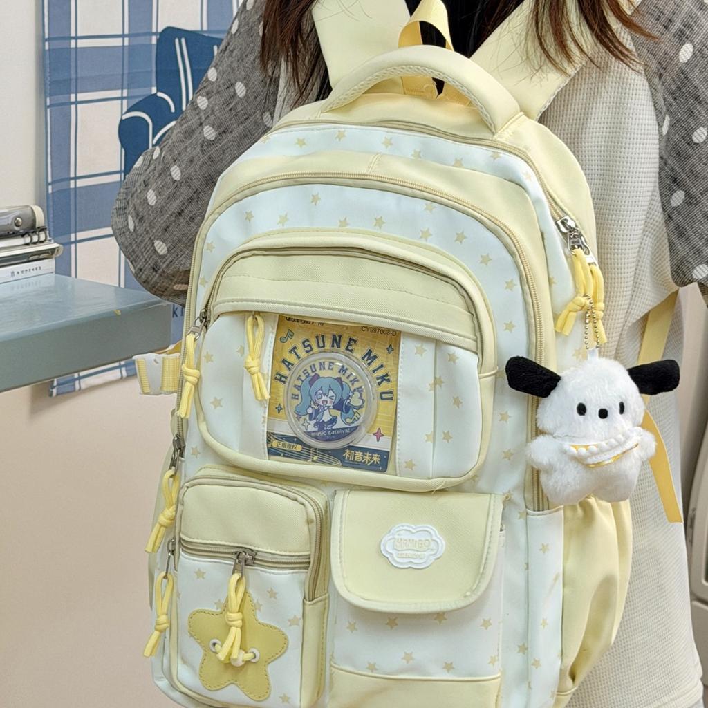 Schoolbag New Fresh and Sweet High-value Backpack Female Dopamine Transparent Pain Bag Japanese Junior High School Students Backpack Female