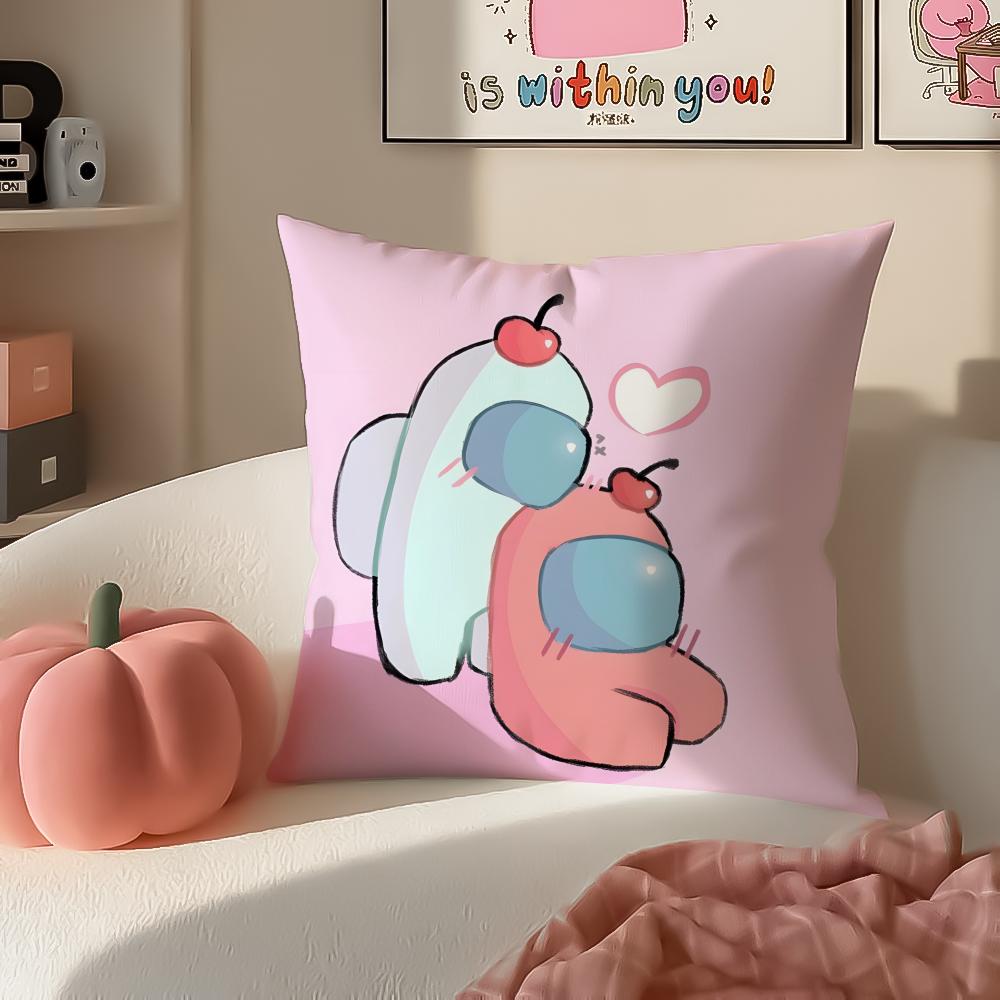 Fun Deduction Party Board Game AAmong Us Cushion Cover Pillowcase Short Plush Invisible Zipper Room Sofa Cushion Cover