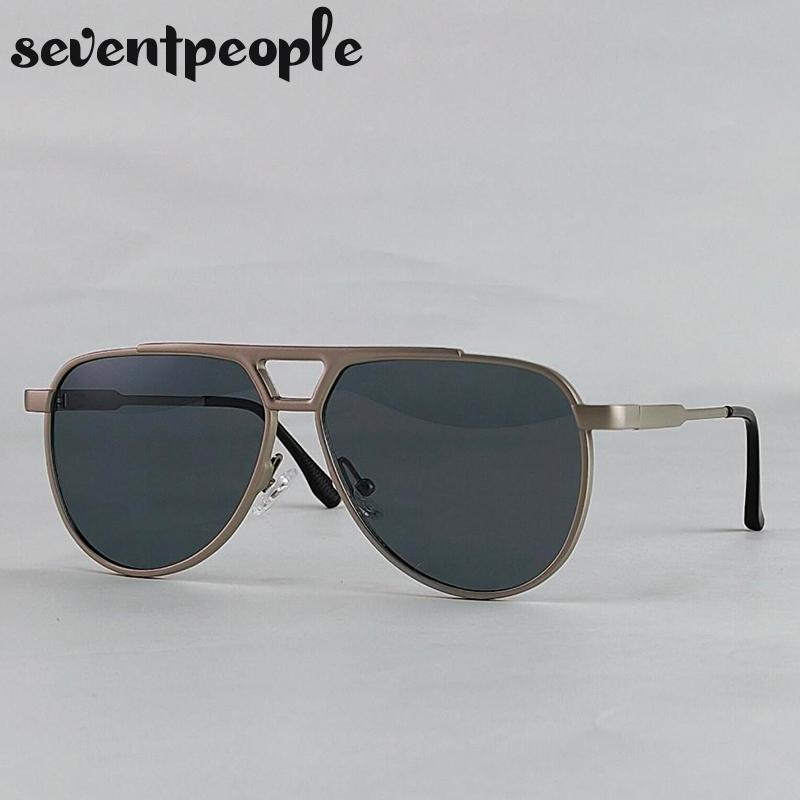 Steampunk Pilot Oval Sunglasses Men Luxury Brand Vintage Punk Metal Outdoor Sun Glasses For Male Trendy Double Beam Shades