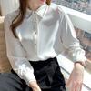 Camisa blanca de gasa para primavera y otoño, camisa de manga larga con diseño de nicho para oficina, camisas formales de temperamento elegante