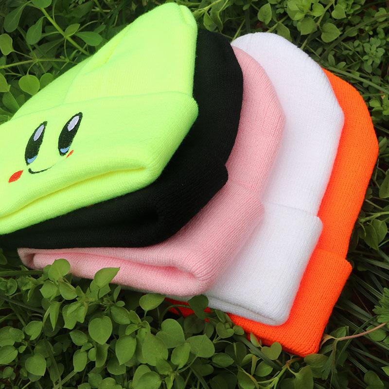Bonito olho bordado elasticidade desenhos animados gorro chapéus outono inverno moda frisando feminino chapéu de malha