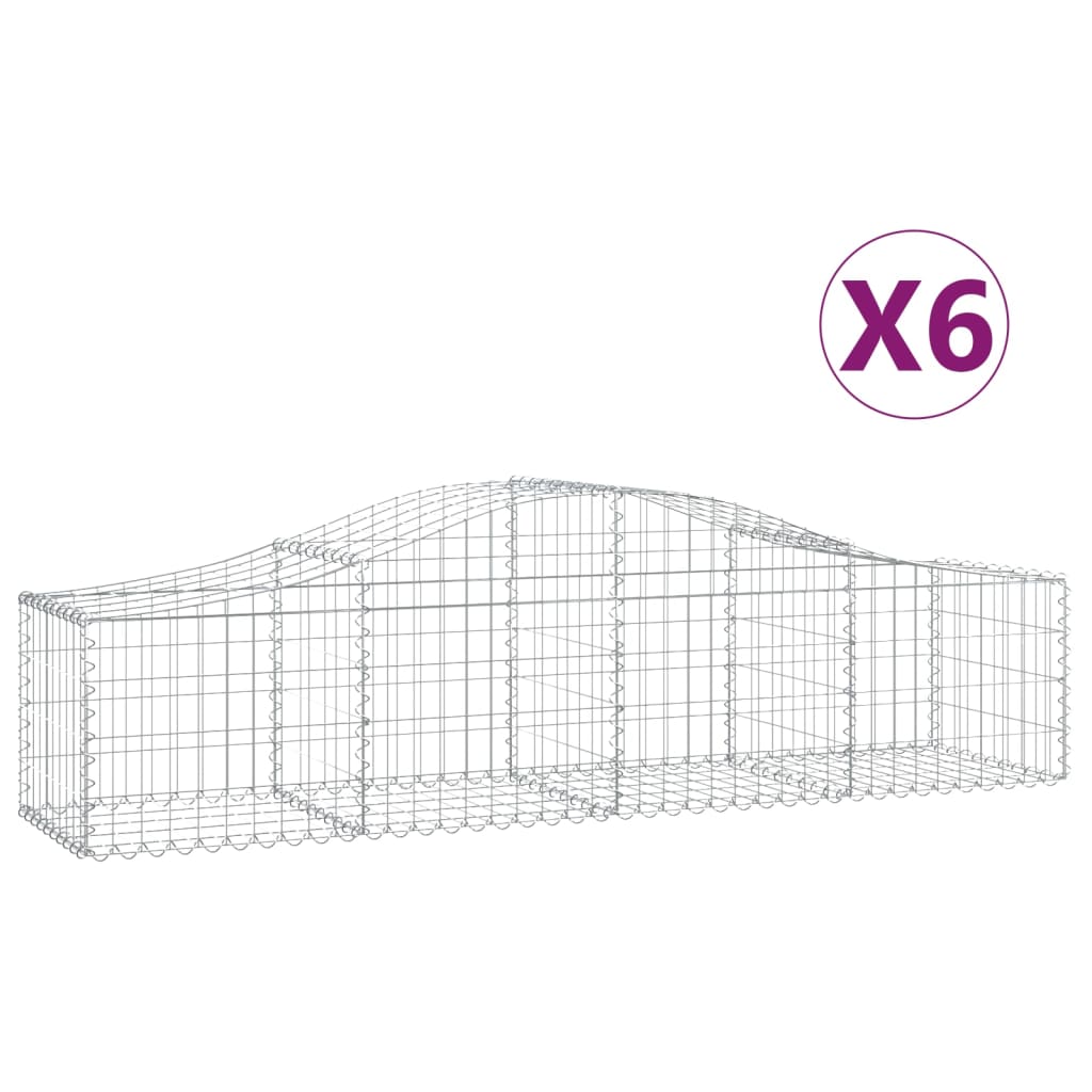 Arch Topped Gabion Baskets 6 pcs 200 x 50 x 40 60 cm Galvanized Steel