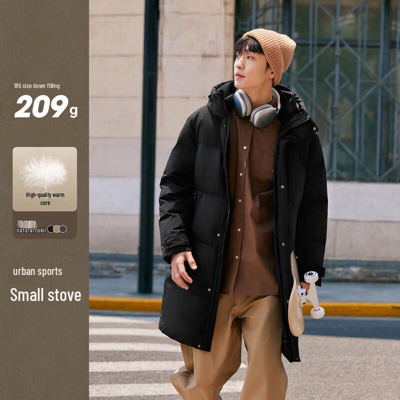 Xuezongfei Men s Hooded Mid-Length Down Jacket 180/100A
