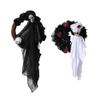 Halloween Party Decor For Home Black White Ghost Wreath Wall Hanging Ornament Halloween Party Home Decoration Props 2023 New