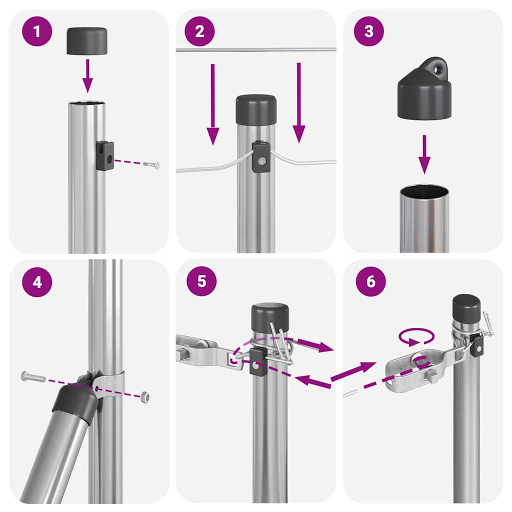 Embedded Fence Post Set 13 Pcs Silver