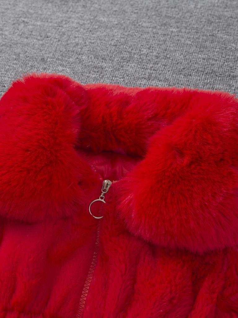 Girls' Autumn/Winter Faux Fur Pom-Pom Sweater Jacket
