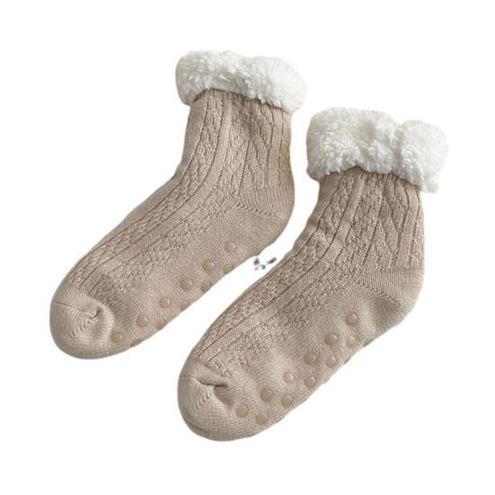Fuzzy Warm Slipper Socks for Women Cozy Fluffy Fleece Lined Home Floor Socks with Grippers Winter Soft Thermal Sleep Socks