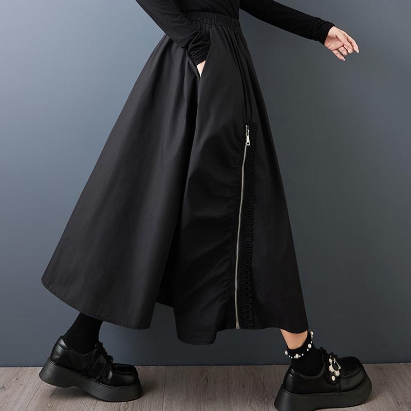 Plus Size High Waist Black Vintage Casual Spring Autumn Loose Long for Woman Skirts Womens Skirt