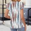 Women's Fashionable Casual Printed Ruffle Edge Shirt Button Short Sleeved Top Short Sleeved Top