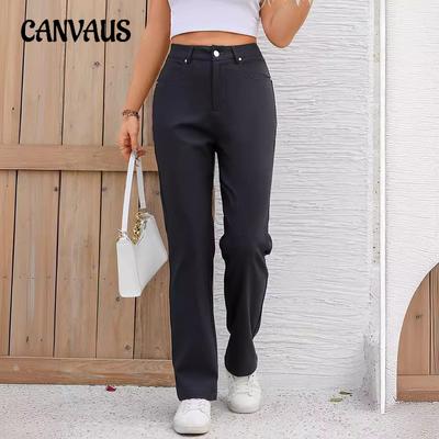 Spring and Autumn Women's Loose Comfortable Casual Wide Leg High Waist Fashion Straight Pants with Pockets