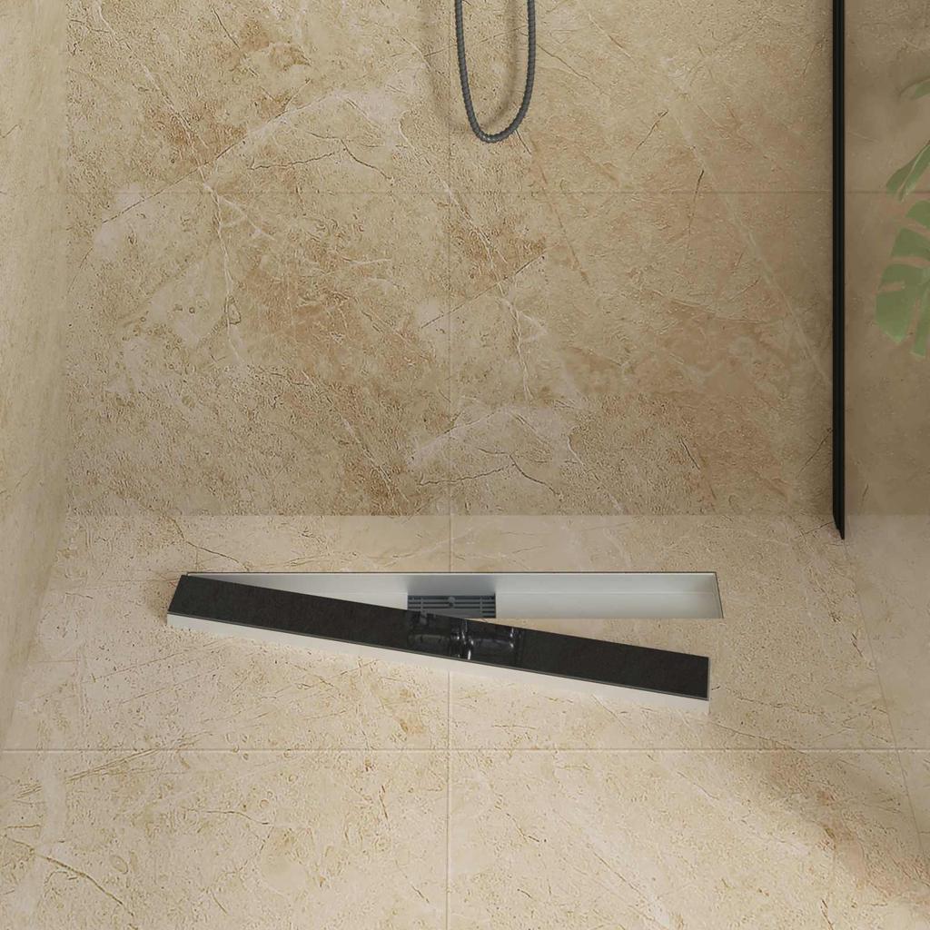 Shower Drain with Glass Cover Black 70 cm Stainless Steel 304