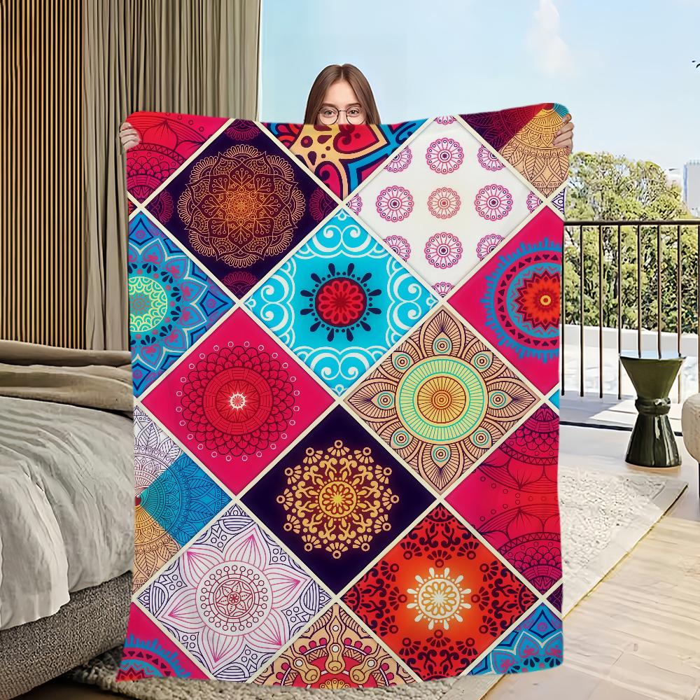 Vzor Čtyři roční období teplá MÓDNÍ měkká plyšová deka vhodná na pohovku obývací pokoj Mandala místnost kancelář ložnice cestovní dárek Flanel