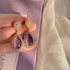 Retro Water Drop Purple Gemstone Earrings With Diamond Set Earrings
