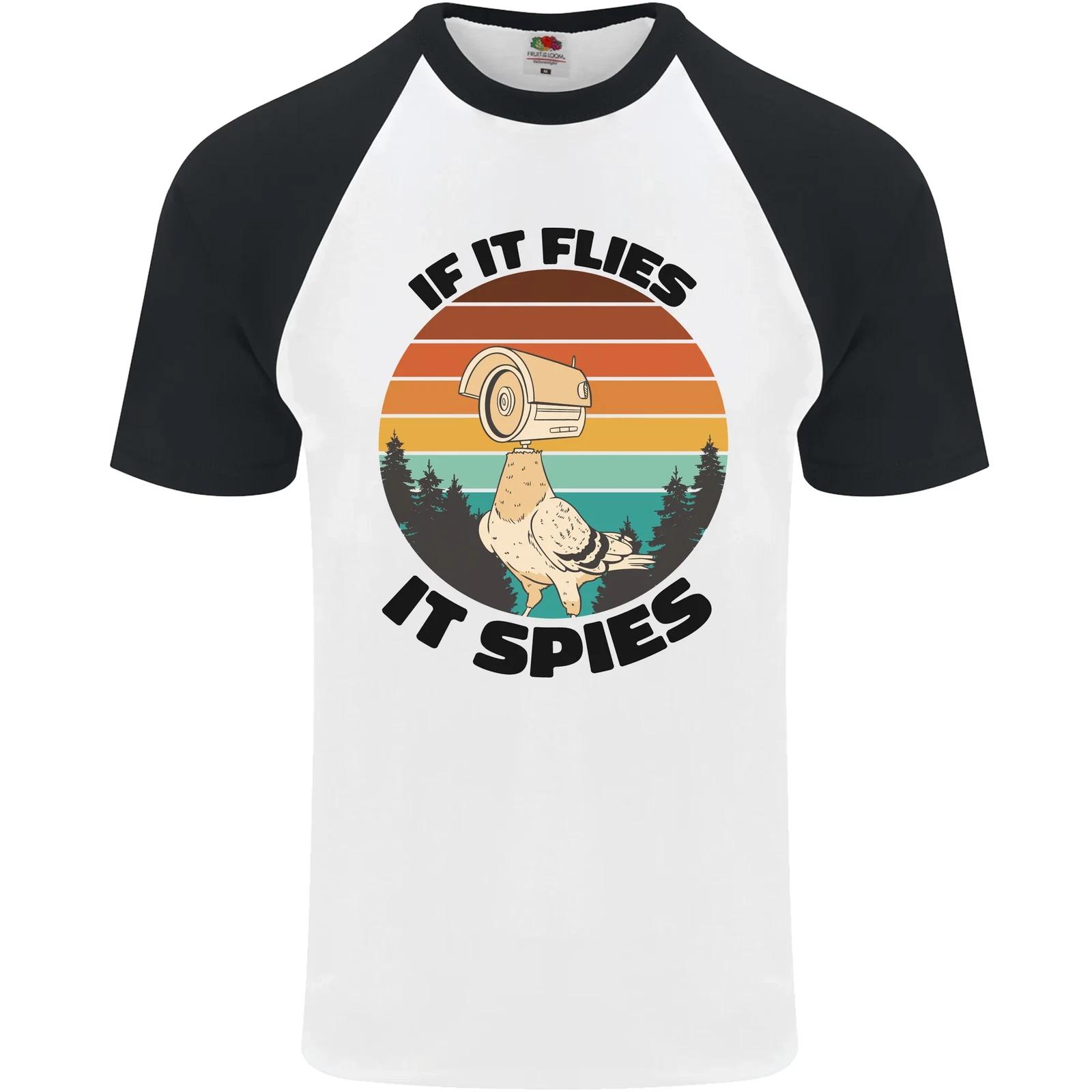 

Conspiracy Theory If Flies it Spies Birds Funny Mens S/S Baseball T-Shirt L