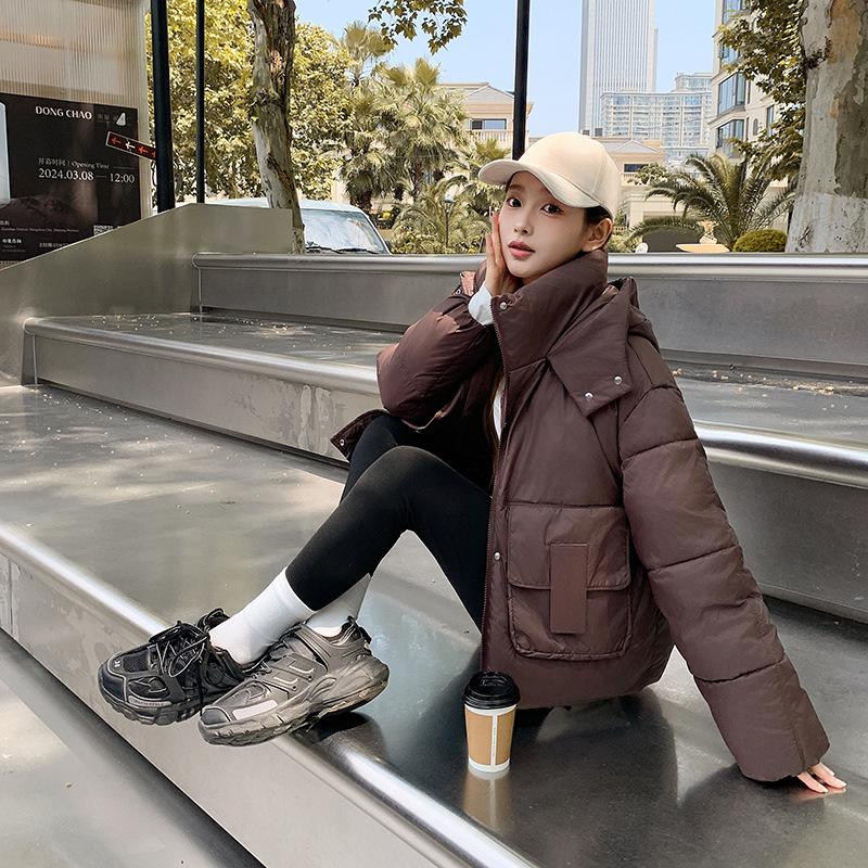Hooded bread cotton-padded clothes women's short winter new design sense niche thickened student loose coat trendy