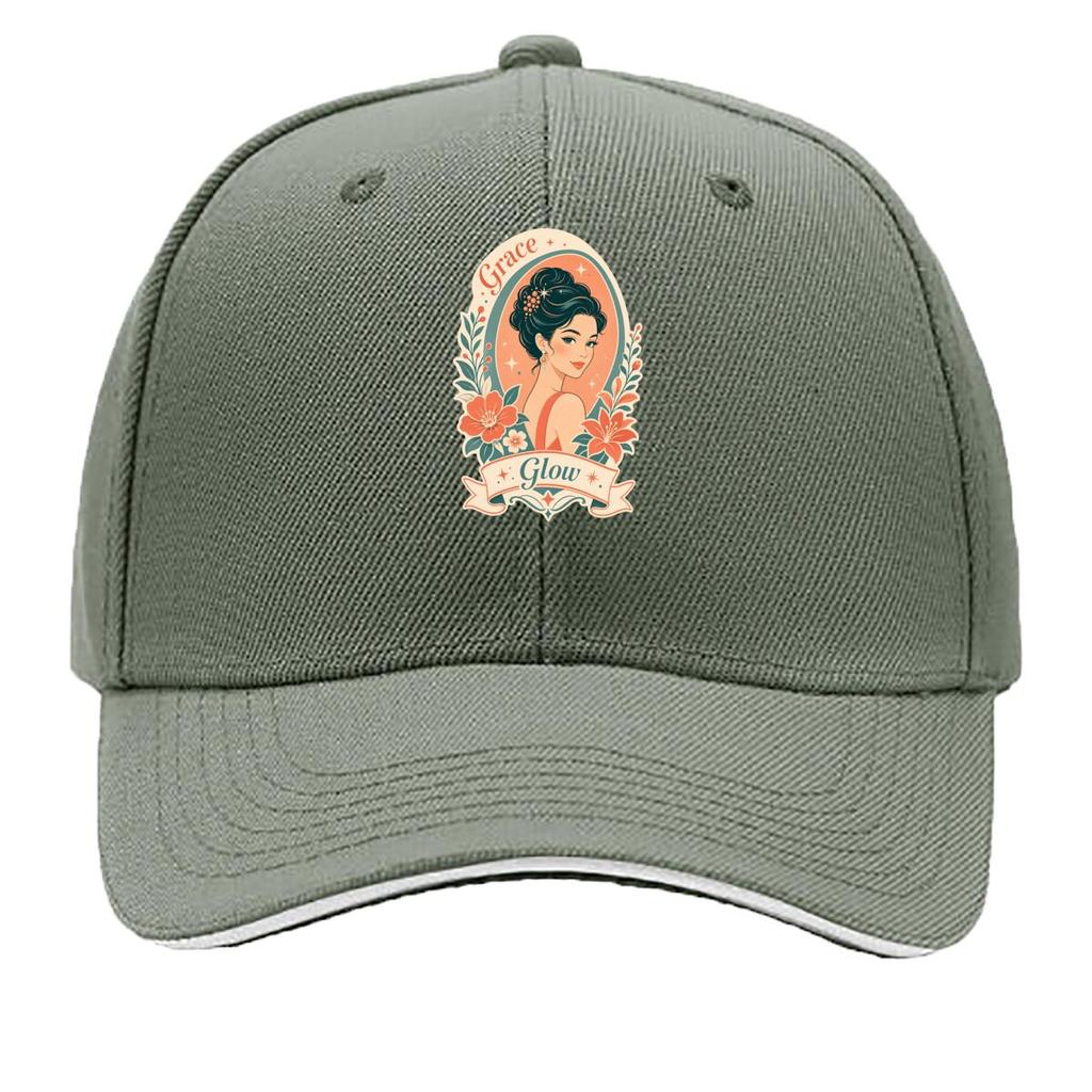 Retro Glam Portrait Bloom Emblem Hip Hop Hat Fashion Outdoor Sports Sandwich Baseball Cap