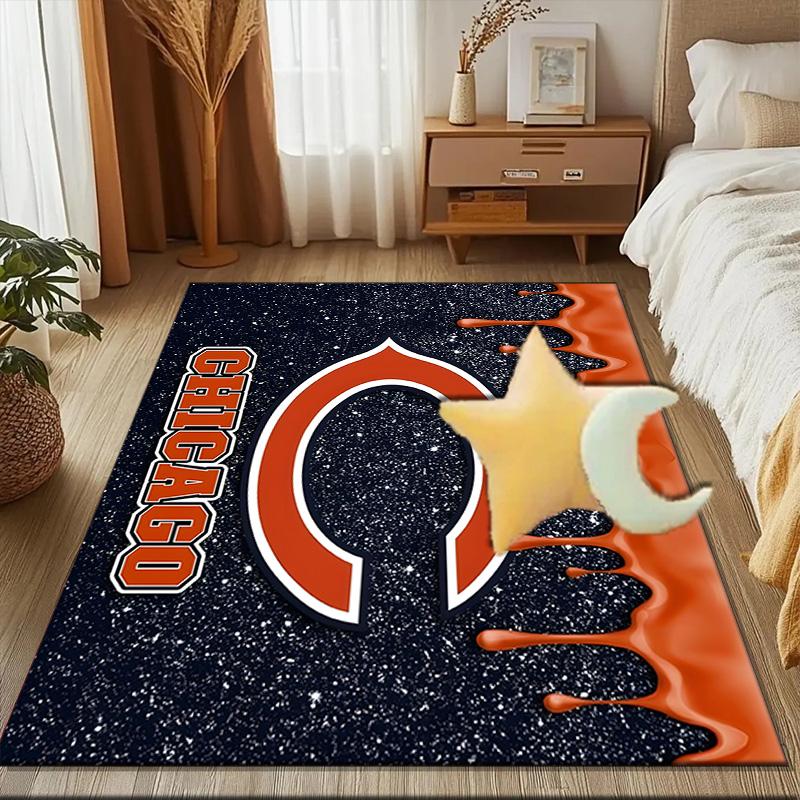 Chicago Bears Logo Rug Game Carpet, Floor Mat for Bedroom Living Room Entryway Rug, Home Decor Idea Gift for Christmas birthday