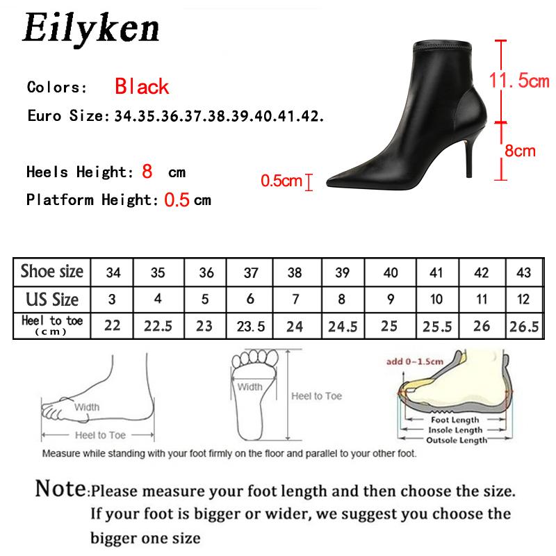 Fashion Eilyken Winter Zipper Ankle Boots Women Sexy Stiletto High Heels Shoes Fashion Pointed Toe Party Ladies Pumps